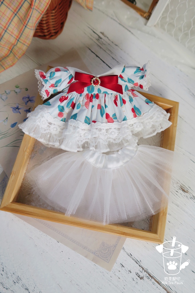 【20cmぬいぐるみ・ぬい服】Cherry Bubble・ワンピースセット(白)