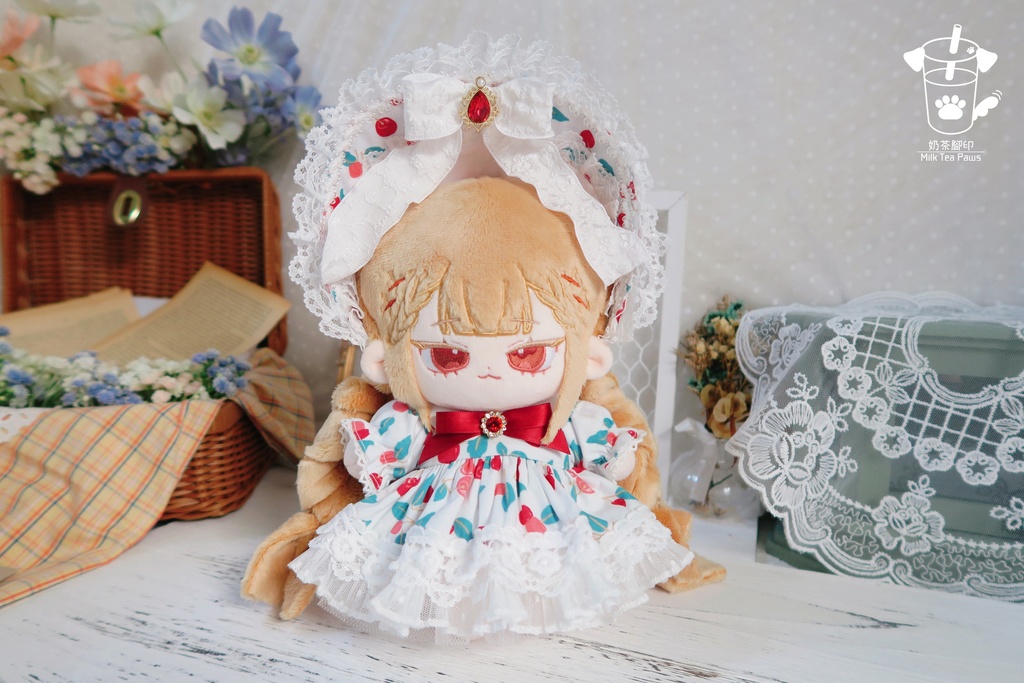 【20cmぬいぐるみ・ぬい服】Cherry Bubble・ワンピースセット(白)