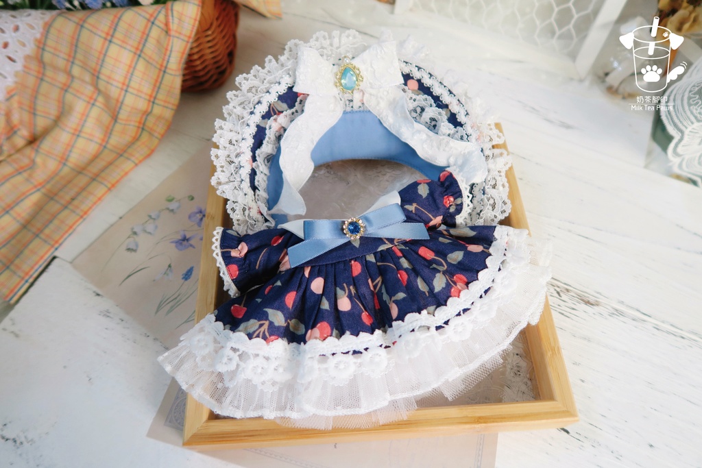 【20cmぬいぐるみ・ぬい服】Cherry Bubble・ワンピースセット（青）