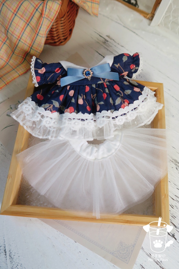 【20cmぬいぐるみ・ぬい服】Cherry Bubble・ワンピースセット(青)