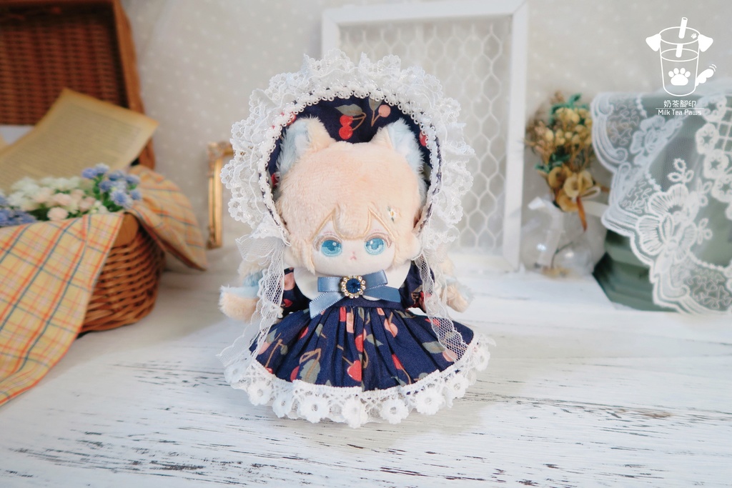 【10cmぬいぐるみ・ぬい服】Cherry Bubble・ワンピースセット(青)