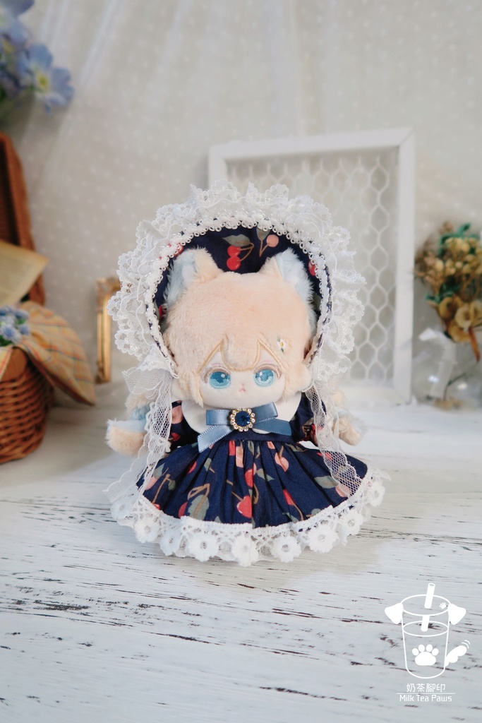 【10cmぬいぐるみ・ぬい服】Cherry Bubble・ワンピースセット(青)