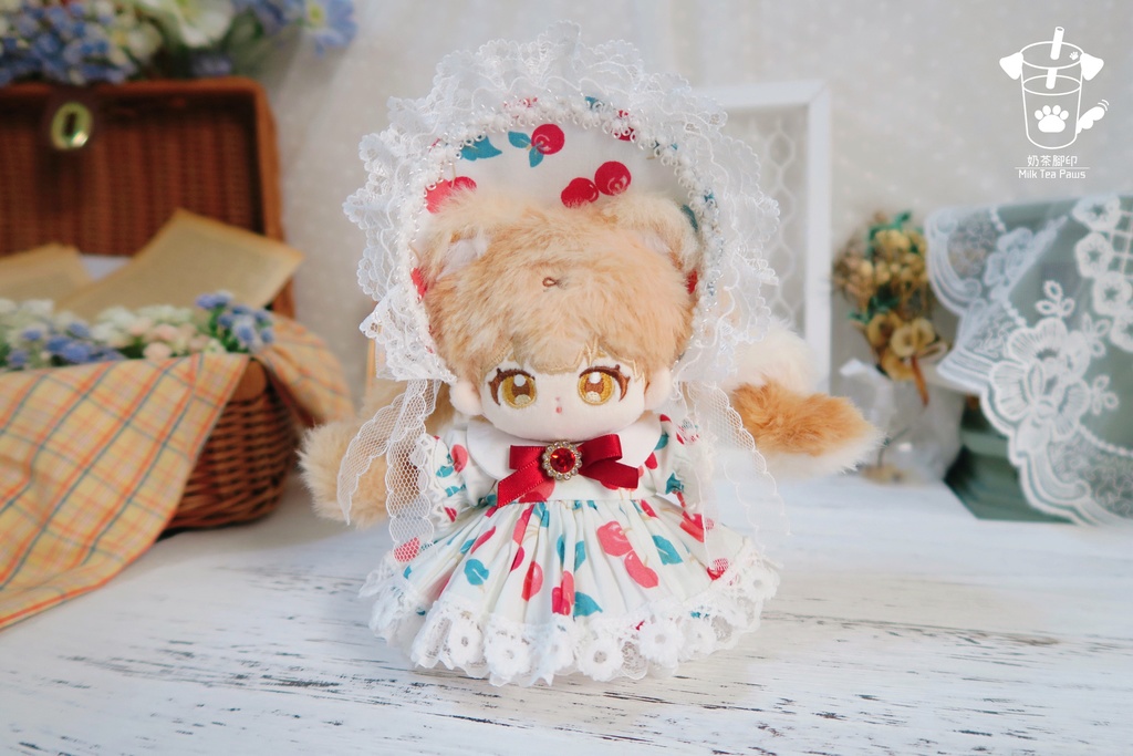 【10cmぬいぐるみ・ぬい服】Cherry Bubble・ワンピースセット(白)