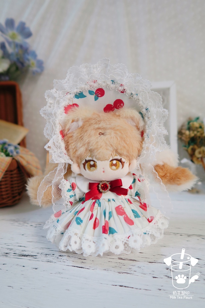 【10cmぬいぐるみ・ぬい服】Cherry Bubble・ワンピースセット(白)