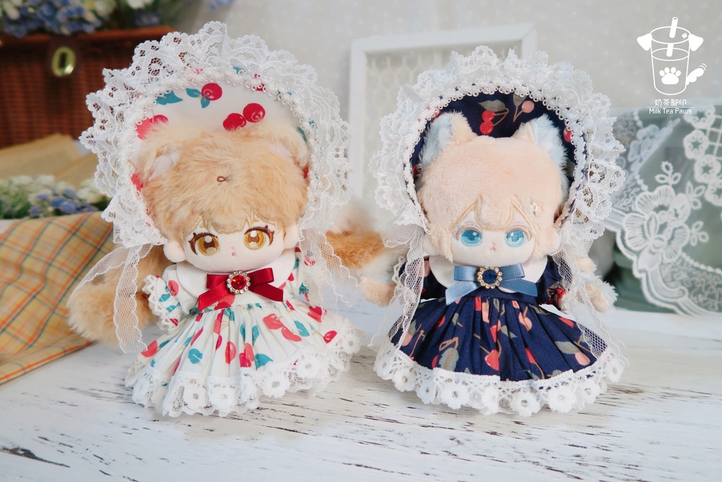 【10cmぬいぐるみ・ぬい服】Cherry Bubble・ワンピースセット(白)