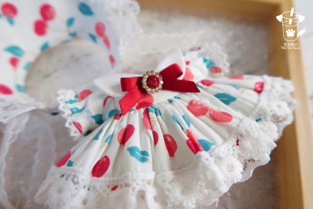 【10cmぬいぐるみ・ぬい服】Cherry Bubble・ワンピースセット(白)