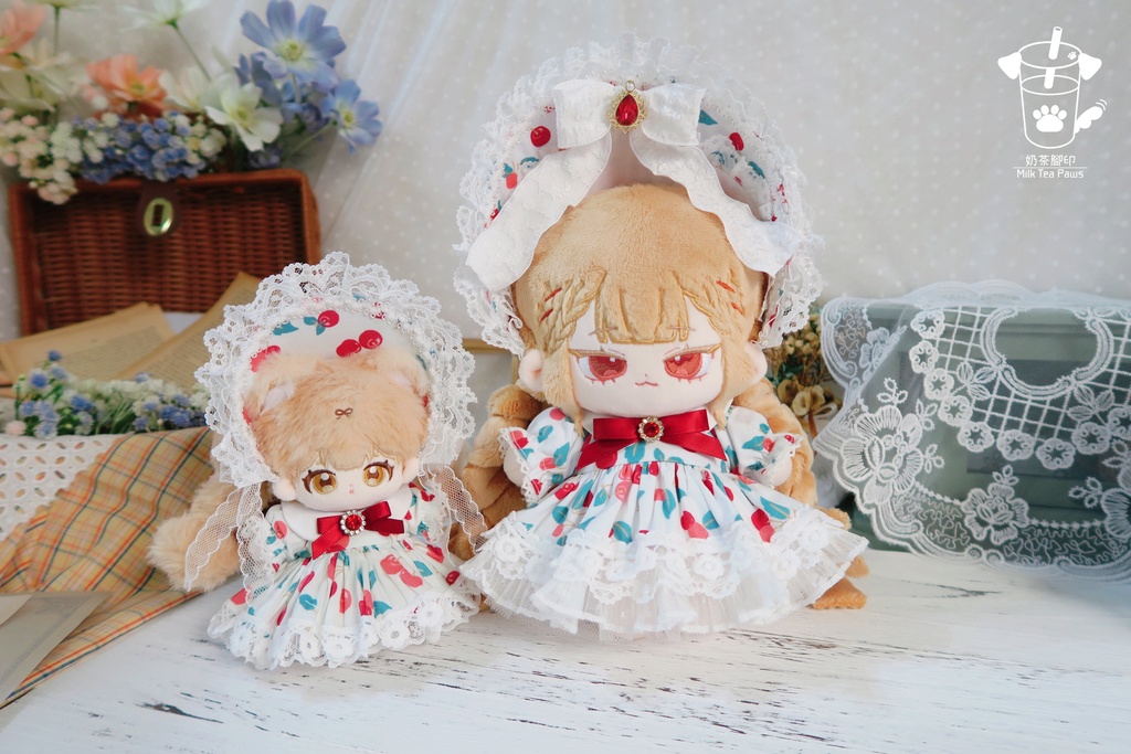 【10cmぬいぐるみ・ぬい服】Cherry Bubble・ワンピースセット(白)