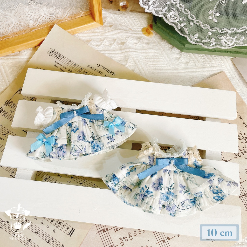 【10cm・15cm・20cmぬいぐるみ・ぬい服】浅夏琉璃・お花ワンピース(ブルー)