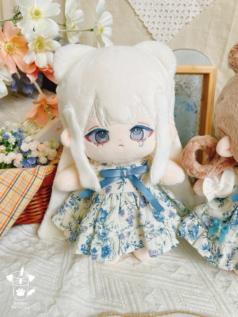【10cm・15cm・20cmぬいぐるみ・ぬい服】浅夏琉璃・お花ワンピース(ブルー)