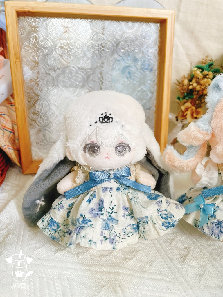 【10cm・15cm・20cmぬいぐるみ・ぬい服】浅夏琉璃・お花ワンピース(ブルー)
