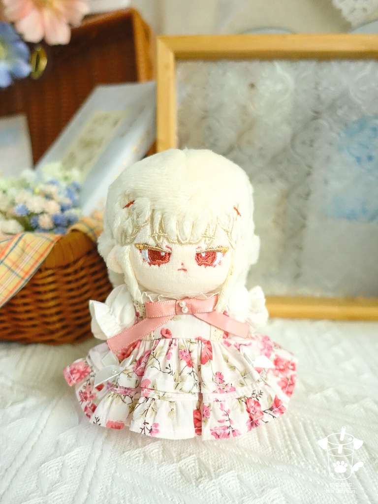 【10cm・15cm・20cmぬいぐるみ・ぬい服】浅夏琉璃・お花ワンピース(ピンク)