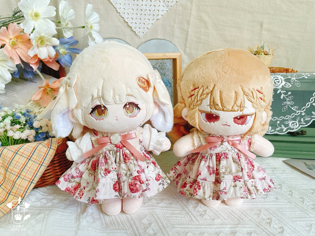 【10cm・15cm・20cmぬいぐるみ・ぬい服】浅夏琉璃・お花ワンピース(ピンク)