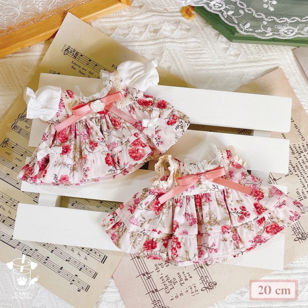 【10cm・15cm・20cmぬいぐるみ・ぬい服】浅夏琉璃・お花ワンピース(ピンク)