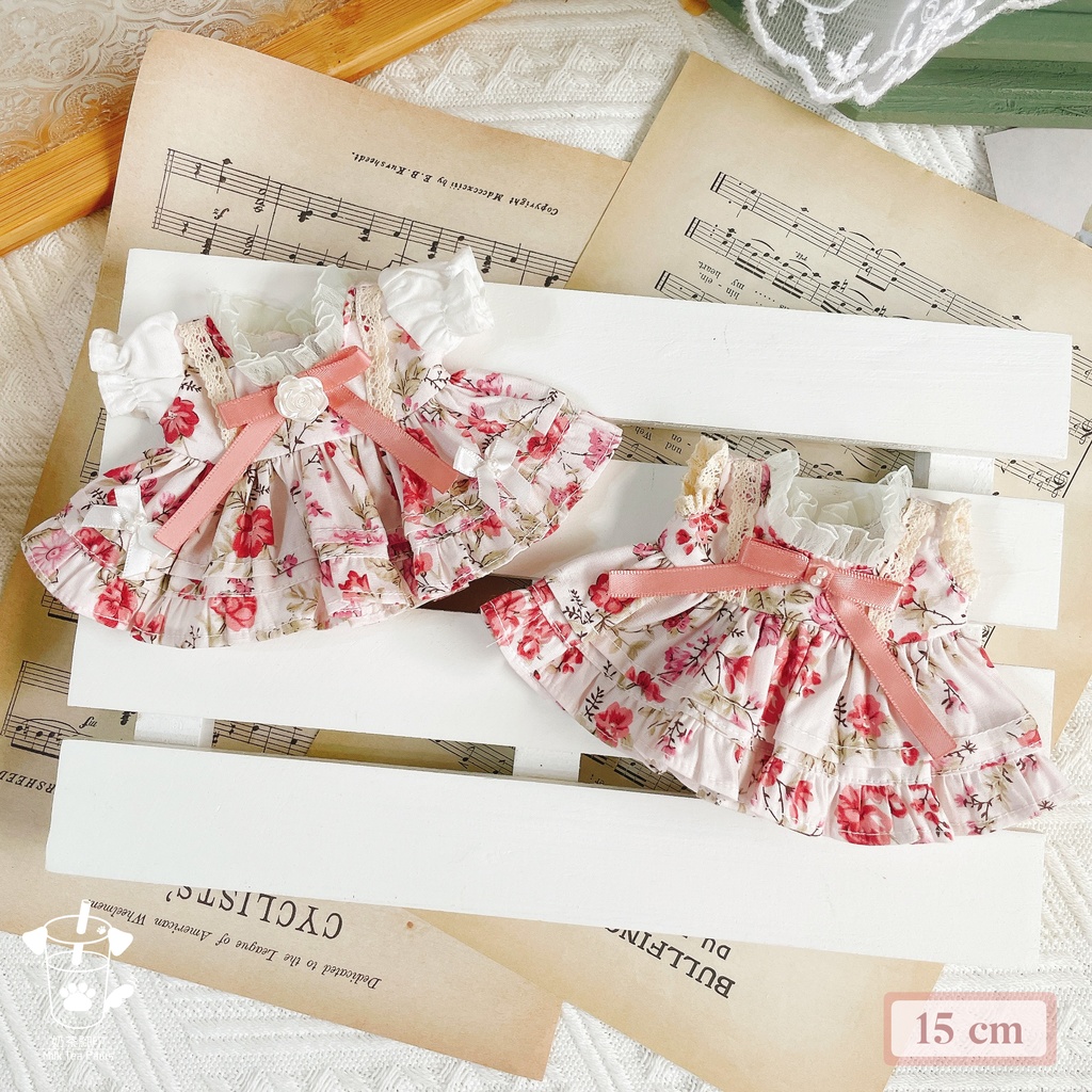 【10cm・15cm・20cmぬいぐるみ・ぬい服】浅夏琉璃・お花ワンピース(ピンク)