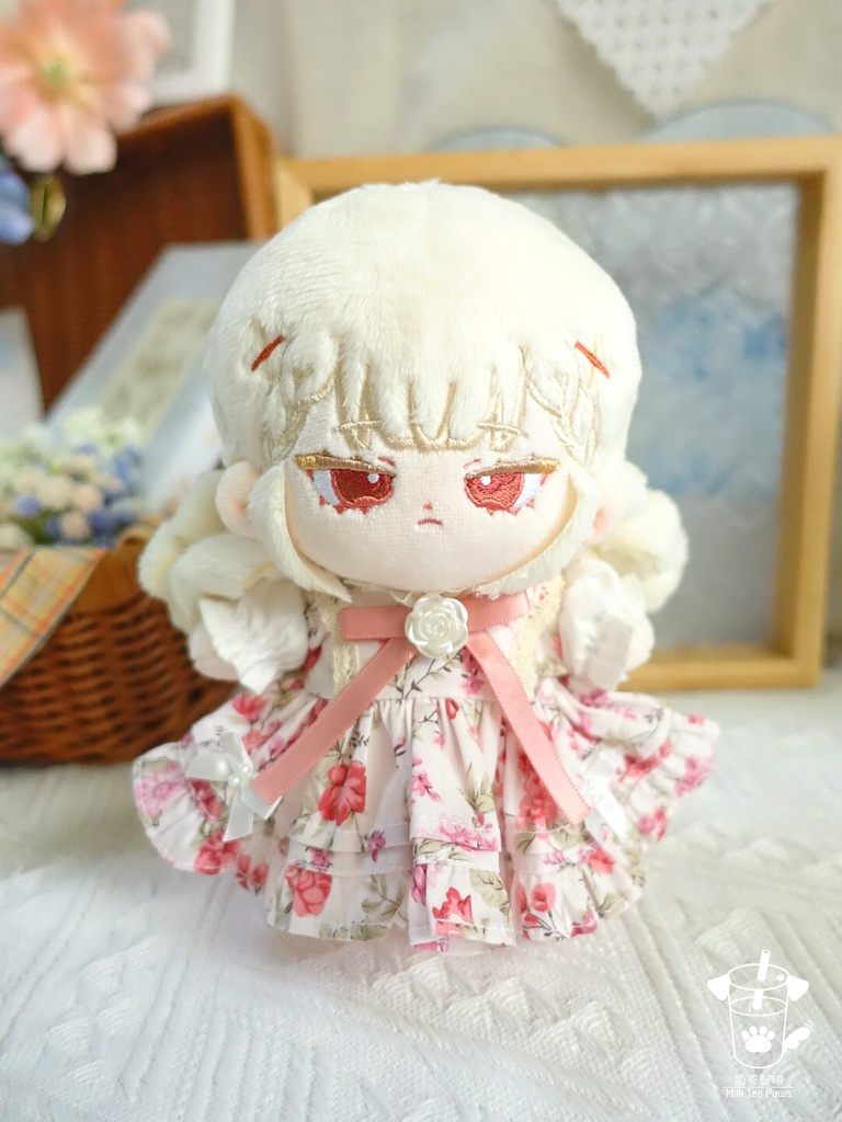 【10cm・15cm・20cmぬいぐるみ・ぬい服】浅夏琉璃・お花ワンピース(ピンク)