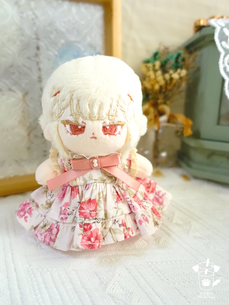 【10cm・15cm・20cmぬいぐるみ・ぬい服】浅夏琉璃・お花ワンピース(ピンク)