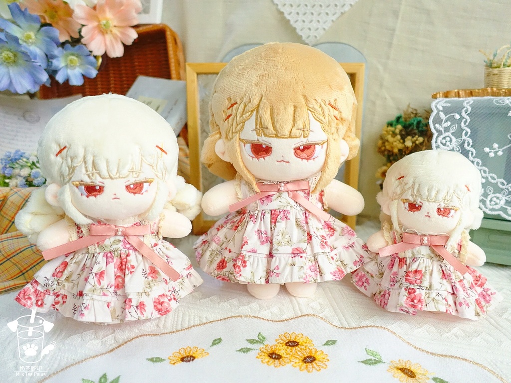 【10cm・15cm・20cmぬいぐるみ・ぬい服】浅夏琉璃・お花ワンピース(ピンク)