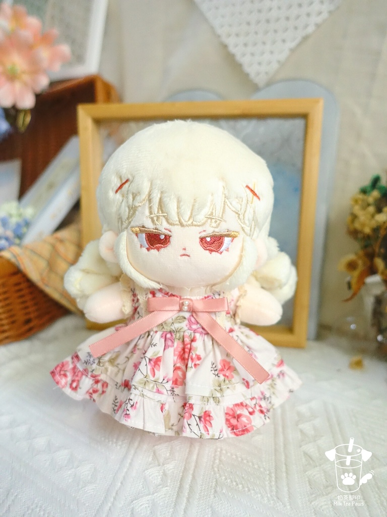 【10cm・15cm・20cmぬいぐるみ・ぬい服】浅夏琉璃・お花ワンピース(ピンク)