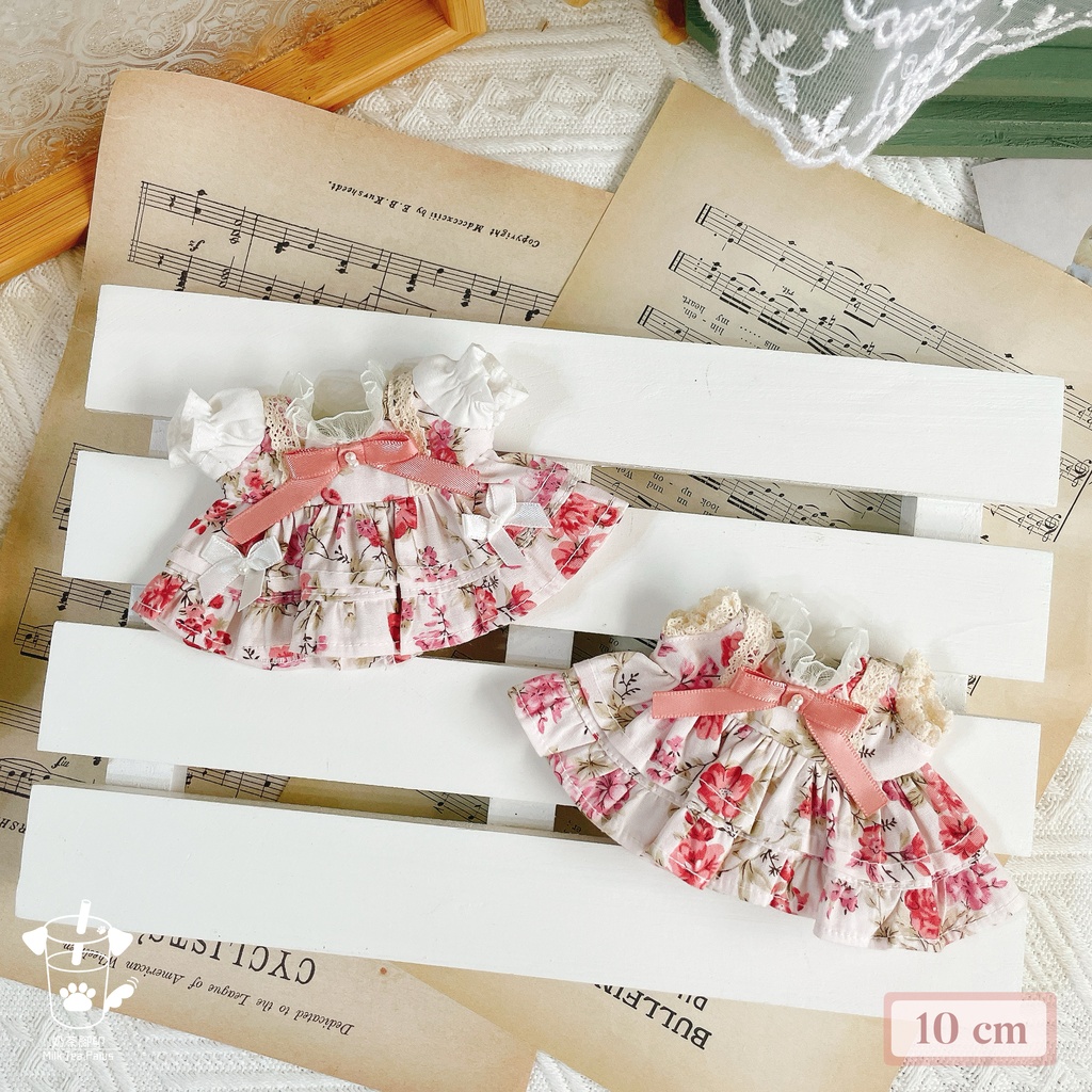 【10cm・15cm・20cmぬいぐるみ・ぬい服】浅夏琉璃・お花ワンピース(ピンク)