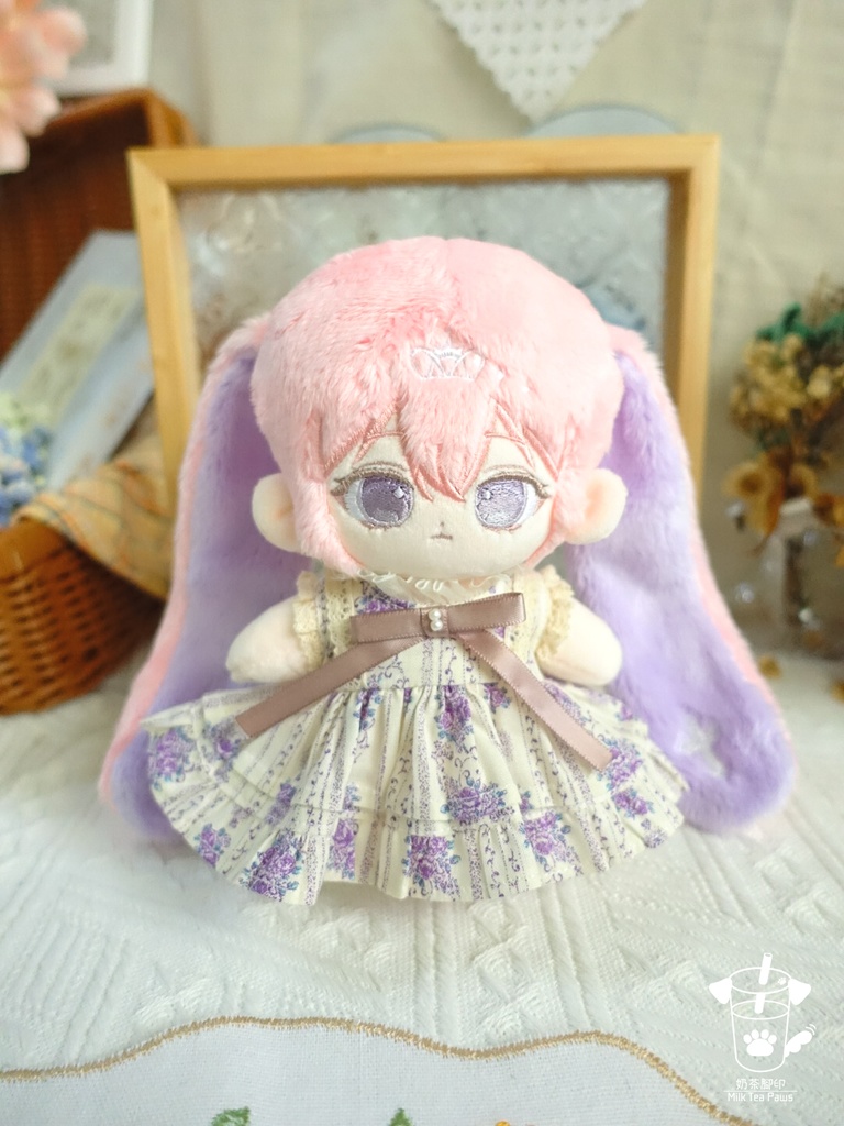 【10cm・15cm・20cmぬいぐるみ・ぬい服】浅夏琉璃・お花ワンピース(パープル)