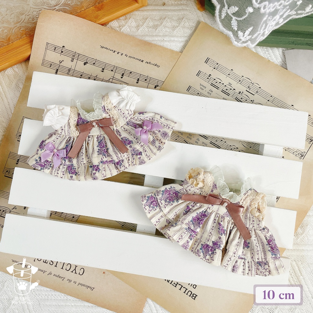 【10cm・15cm・20cmぬいぐるみ・ぬい服】浅夏琉璃・お花ワンピース(パープル)