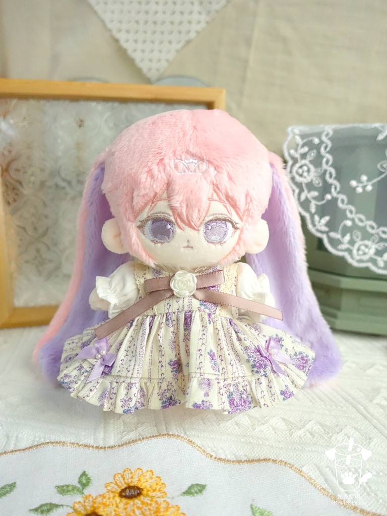 【10cm・15cm・20cmぬいぐるみ・ぬい服】浅夏琉璃・お花ワンピース(パープル)