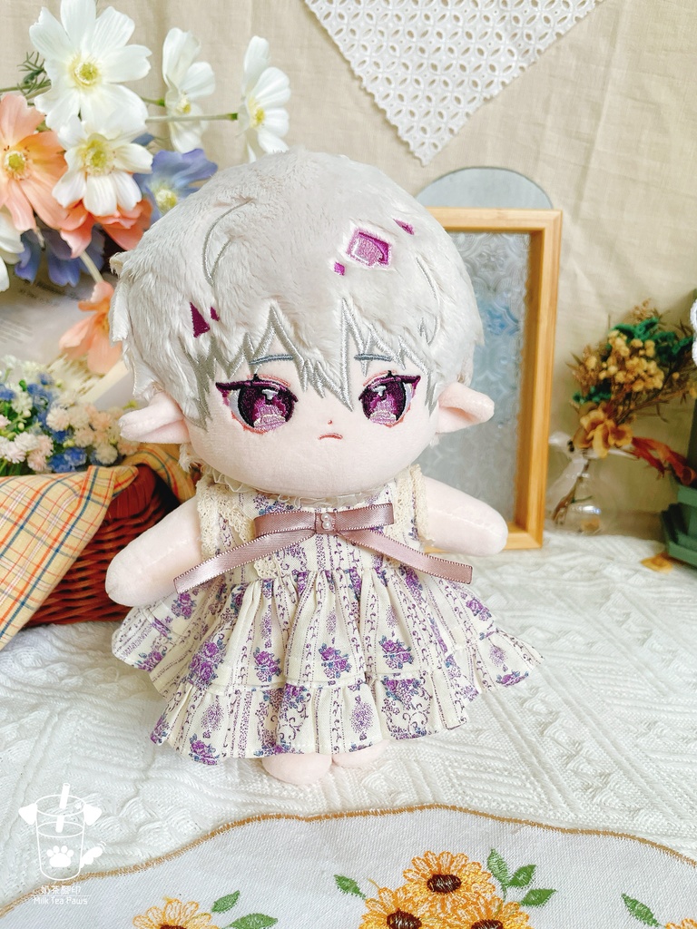 【10cm・15cm・20cmぬいぐるみ・ぬい服】浅夏琉璃・お花ワンピース(パープル)