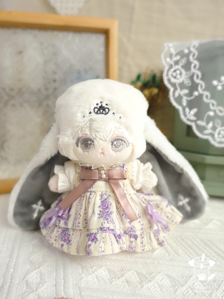 【10cm・15cm・20cmぬいぐるみ・ぬい服】浅夏琉璃・お花ワンピース(パープル)