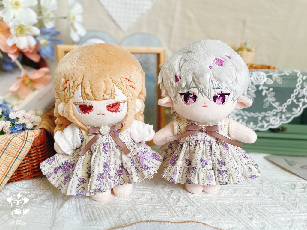 【10cm・15cm・20cmぬいぐるみ・ぬい服】浅夏琉璃・お花ワンピース(パープル)