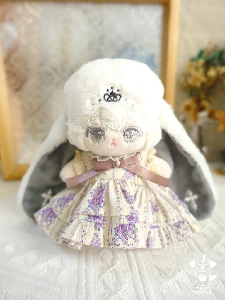 【10cm・15cm・20cmぬいぐるみ・ぬい服】浅夏琉璃・お花ワンピース(パープル)