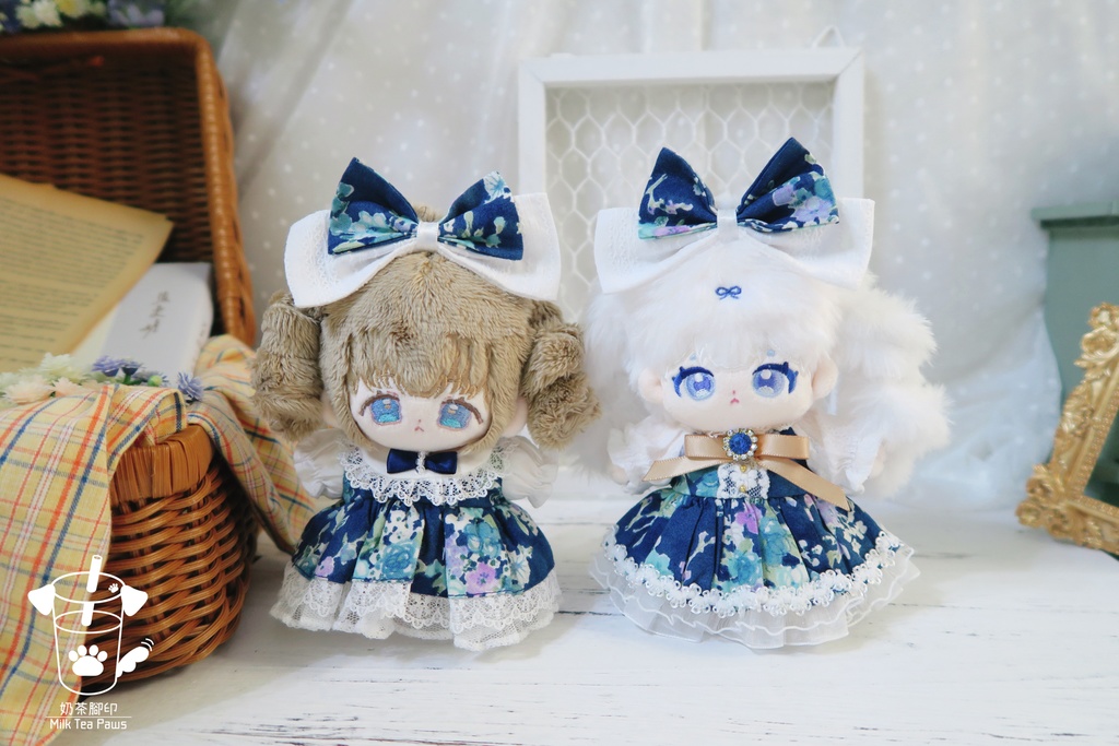 【10cmぬいぐるみ・ぬい服】霧雨の庭(朝霧)・ワンピースセット(2色)