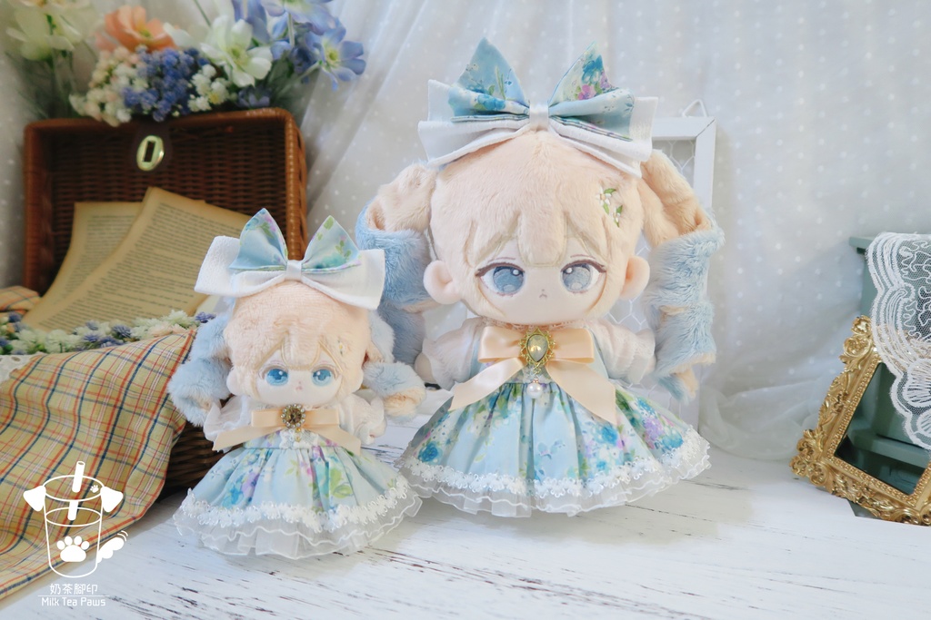 【20cmぬいぐるみ・ぬい服】霧雨の庭(朝雨)・ワンピースセット(2色)