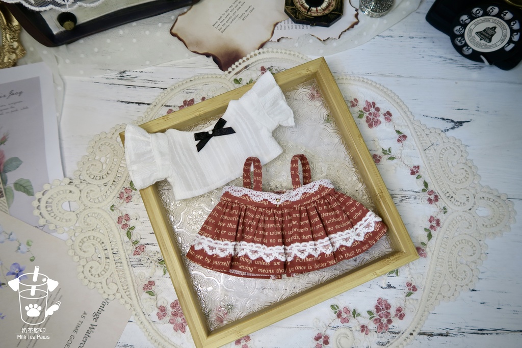 【20cmぬいぐるみ・ぬい服】Mono Whisper・英字柄シャツセット・ジャンスカセット(2色)