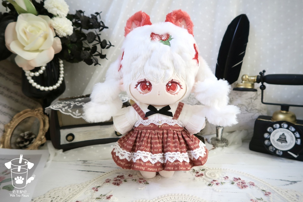 【20cmぬいぐるみ・ぬい服】Mono Whisper・英字柄シャツセット・ジャンスカセット(2色)