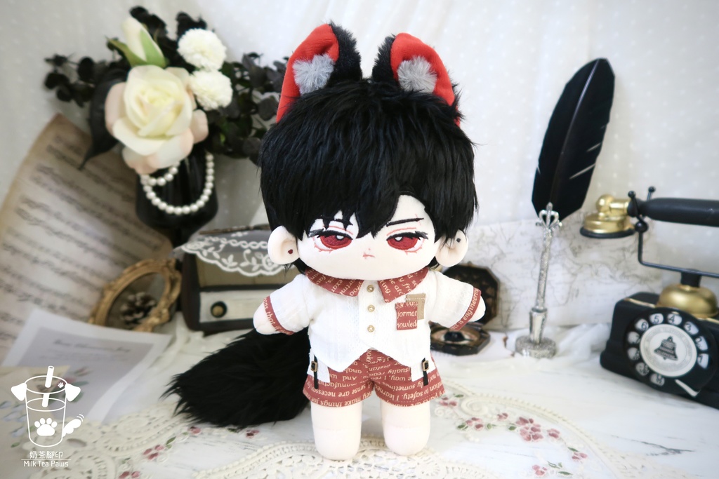 【20cmぬいぐるみ・ぬい服】Mono Whisper・英字柄シャツセット・ジャンスカセット(2色)