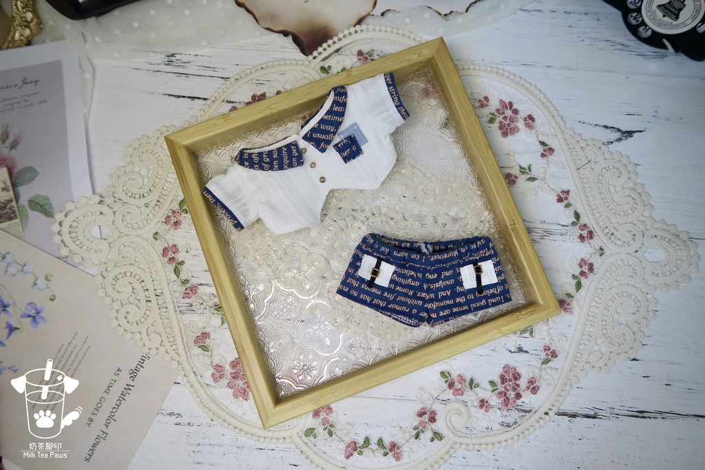 【20cmぬいぐるみ・ぬい服】Mono Whisper・英字柄シャツセット・ジャンスカセット(2色)