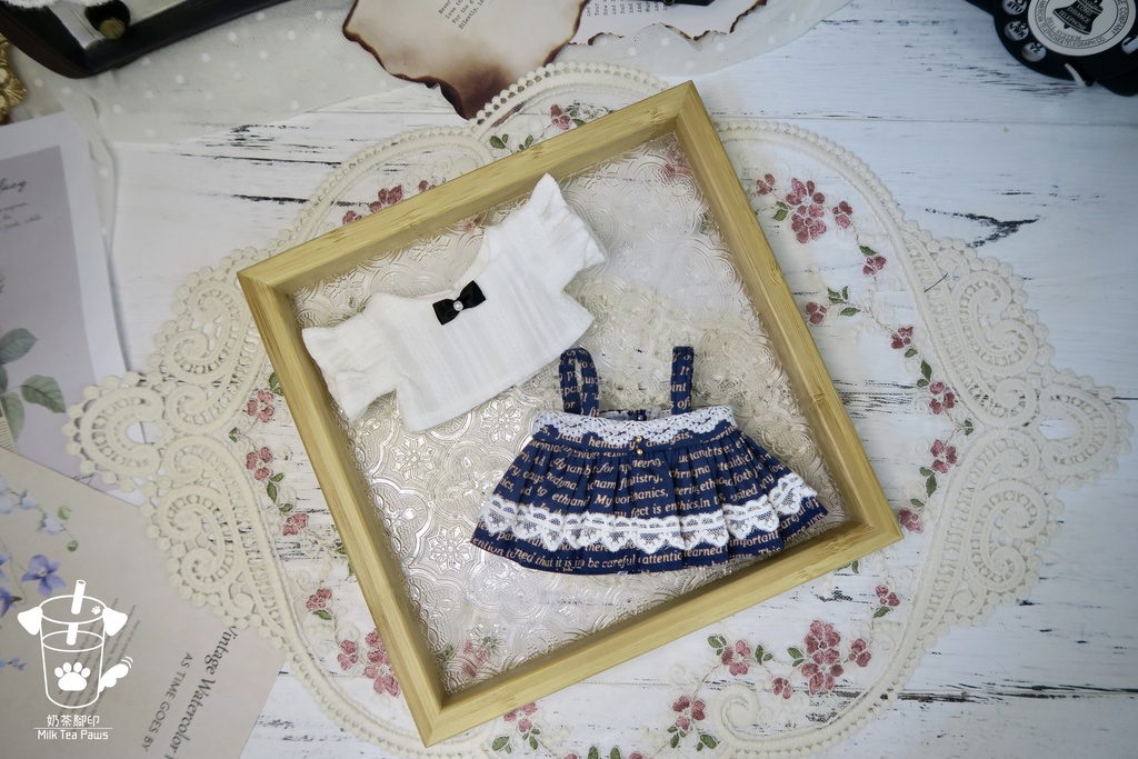 【15cmぬいぐるみ・ぬい服】Mono Whisper・英字柄シャツセット・ジャンスカセット(2色)