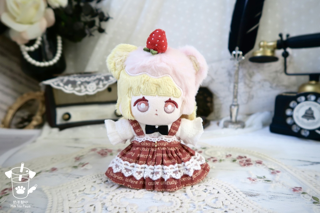 【10cmぬいぐるみ・ぬい服】Mono Whisper・英字柄シャツセット・ジャンスカセット(2色)