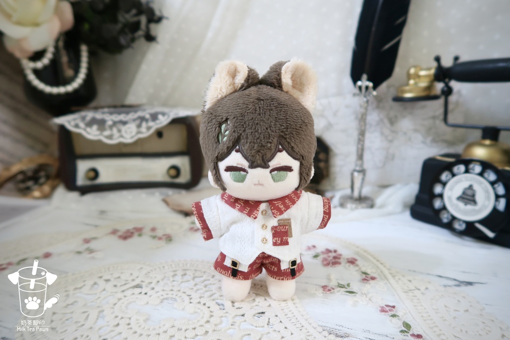 【10cmぬいぐるみ・ぬい服】Mono Whisper・英字柄シャツセット・ジャンスカセット(2色)