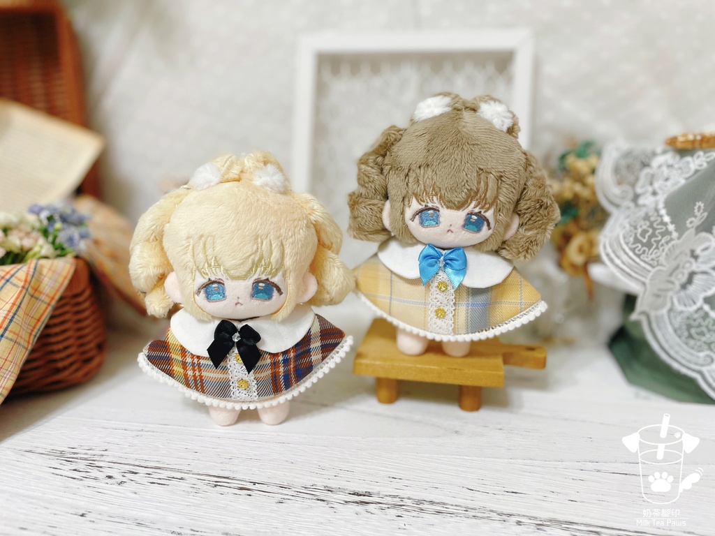 【10cmぬいぐるみ・ぬい服】チェック柄雪玉ケープ(全7色)