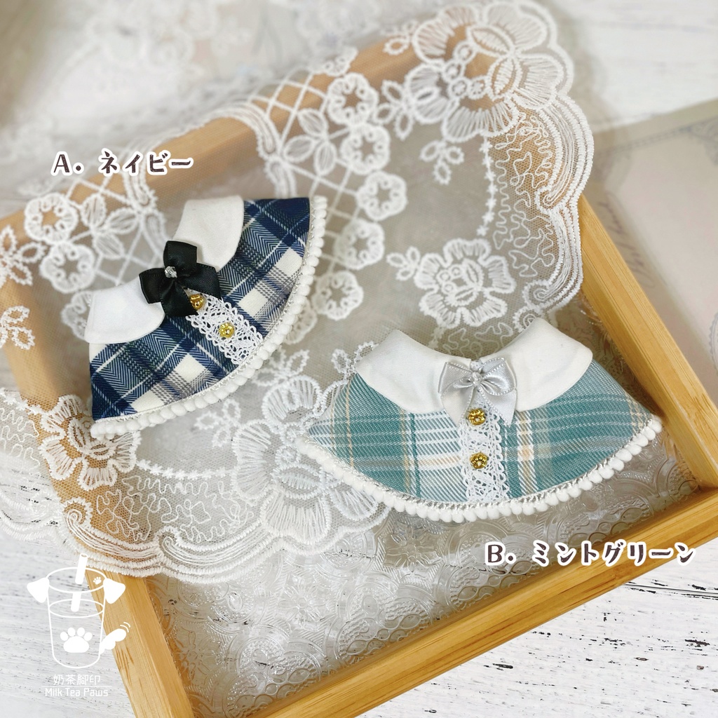 【10cmぬいぐるみ・ぬい服】チェック柄雪玉ケープ（全7色）