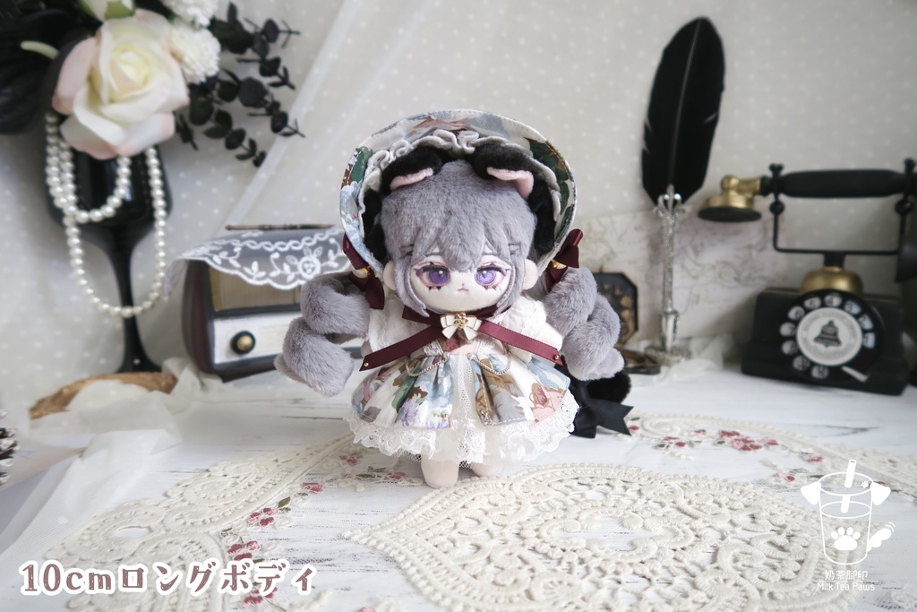 【10cmぬいぐるみ・ぬい服】Charlotte's Reverie・クラシックお花ワンピースセット(2色)
