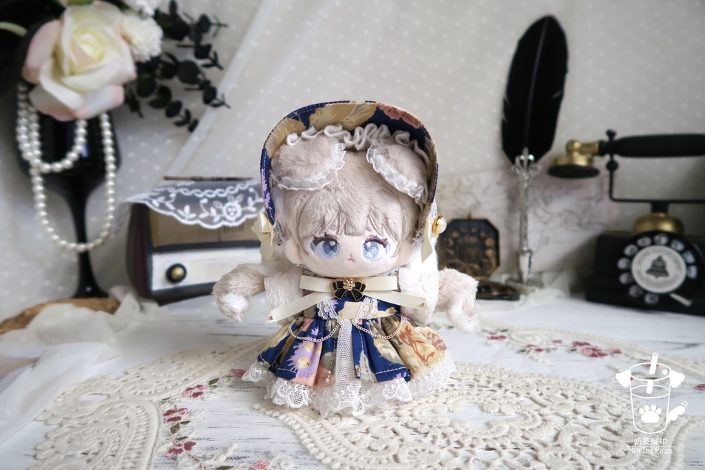 【10cmぬいぐるみ・ぬい服】Charlotte's Reverie・クラシックお花ワンピースセット(2色)