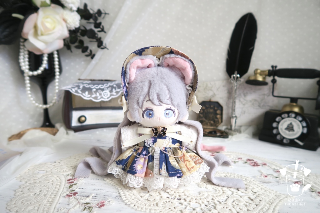 【10cmぬいぐるみ・ぬい服】Charlotte's Reverie・クラシックお花ワンピースセット(2色)