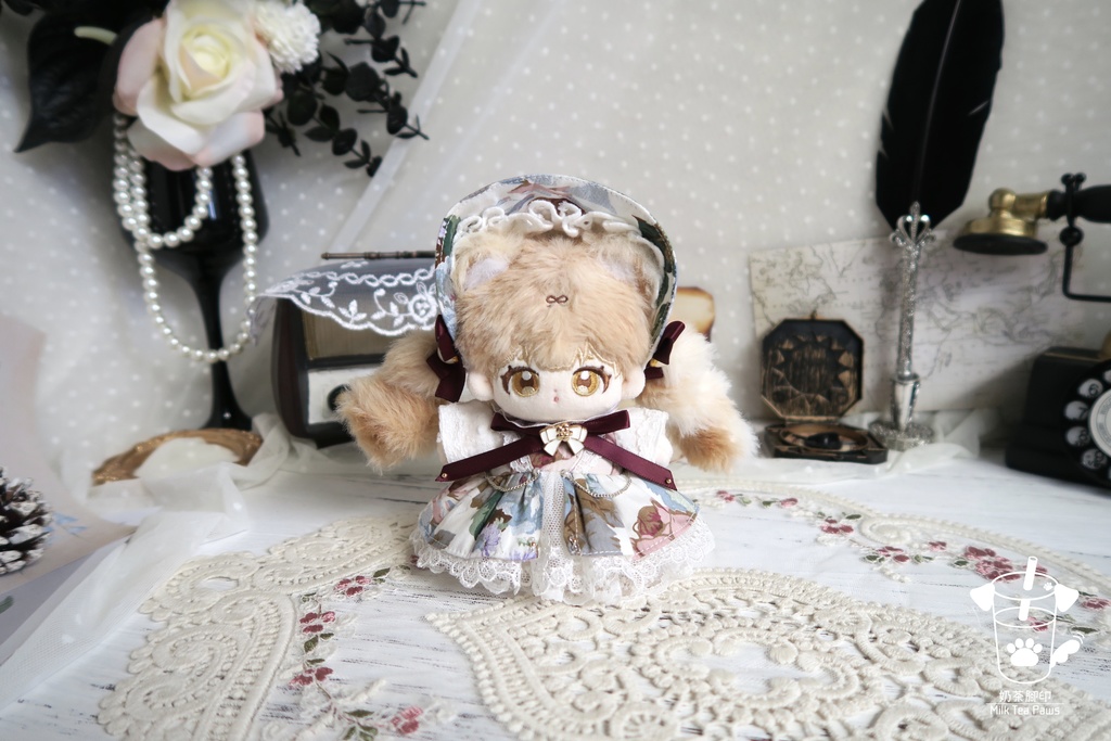 【10cmぬいぐるみ・ぬい服】Charlotte's Reverie・クラシックお花ワンピースセット(2色)