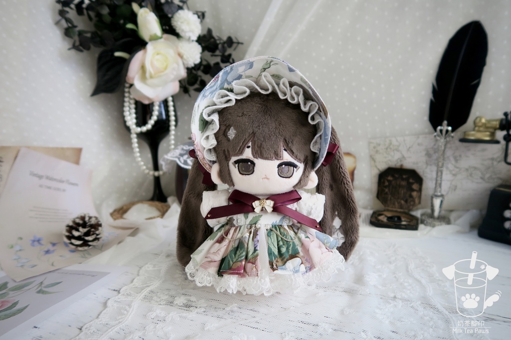 【15cmぬいぐるみ・ぬい服】Charlotte's Reverie・クラシックお花ワンピースセット(2色)