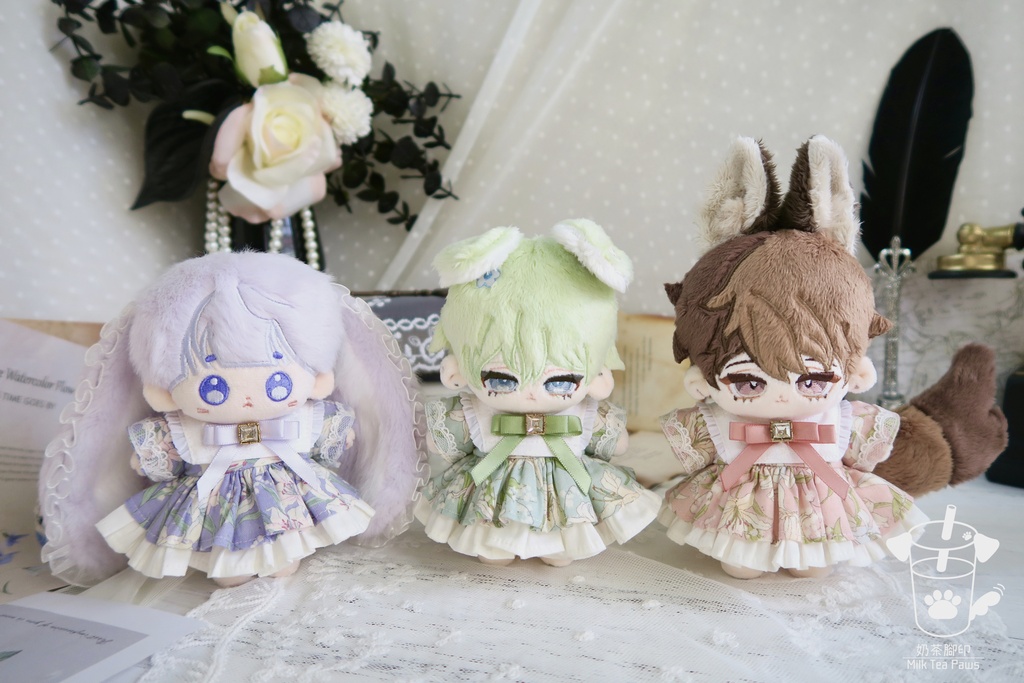 【10cmぬいぐるみ・ぬい服】温室リリー・お花ワンピースセット(全3色)
