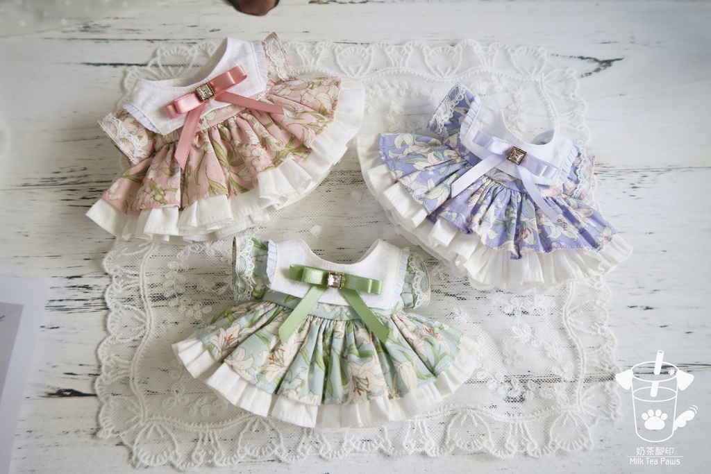 【15cmぬいぐるみ・ぬい服】温室リリー・お花ワンピースセット（全3色）