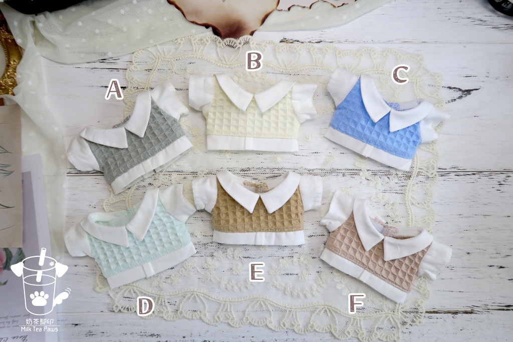 【15cmぬいぐるみ・ぬい服】フェイクレイヤードシャツ(6色)