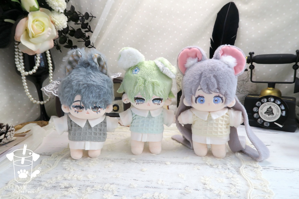 【10cmぬいぐるみ・ぬい服】フェイクレイヤードシャツ(6色)